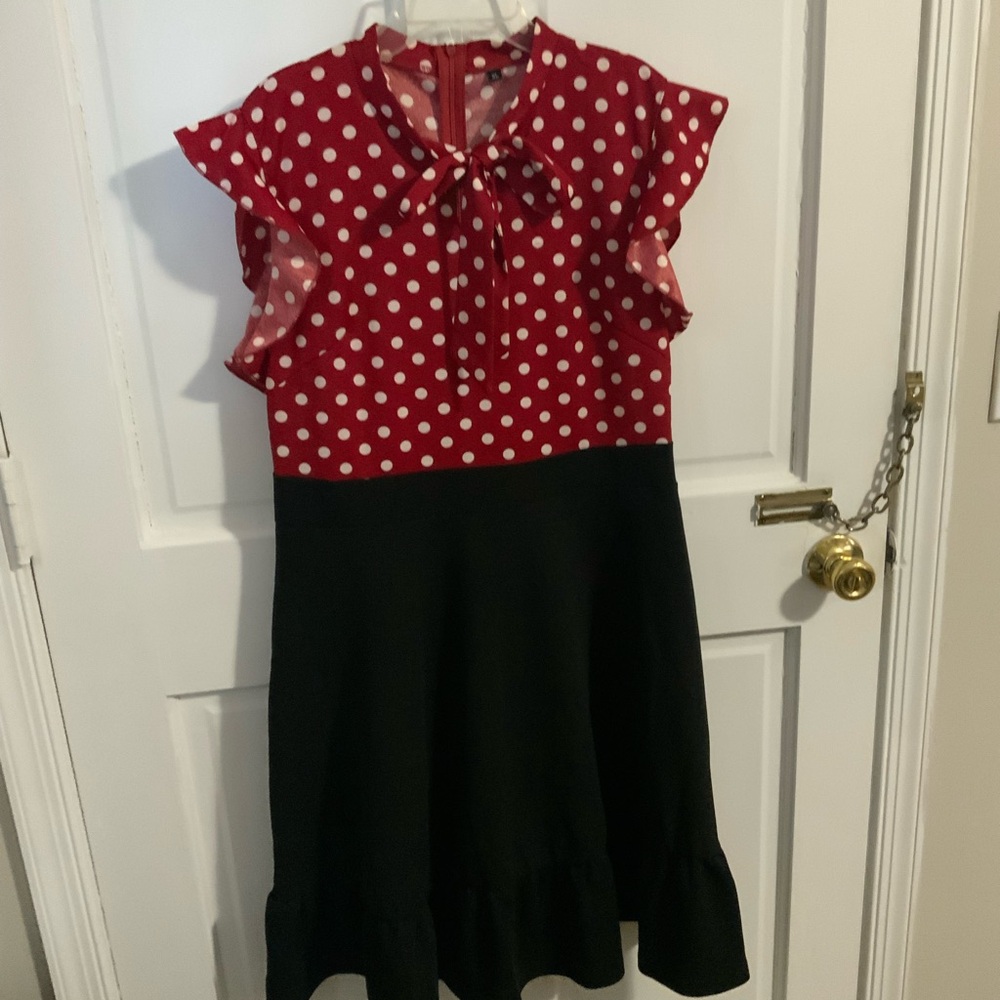 Black Red A-Line Dress